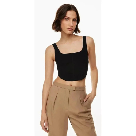 Aritzia XS Babaton Sculpt Knit Bustier Tank Square-neck Bustier Tank In Black - Picture 1 of 13